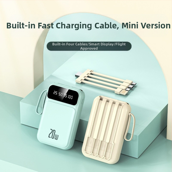 Power Bank 20000 mAh ar iekšējo kabeli, 3C sertifikāts, QC2.0, 10W izeja, modelis jxp715, piemērots lidojumiem un ātrvilcieniem