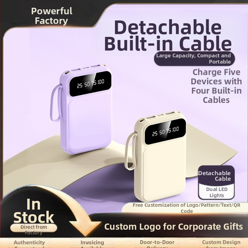 Power Bank 20000 mAh su integruotu kabeliu, 3C sertifikatas, QC2.0, 10W išvestis, modelis jxp715, tinkamas skrydžiams ir greitiems traukiniams