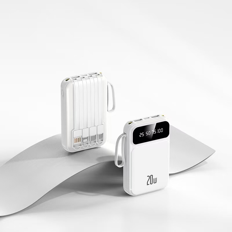 Power Bank 20000 mAh ar iekšējo kabeli, 3C sertifikāts, QC2.0, 10W izeja, modelis jxp715, piemērots lidojumiem un ātrvilcieniem