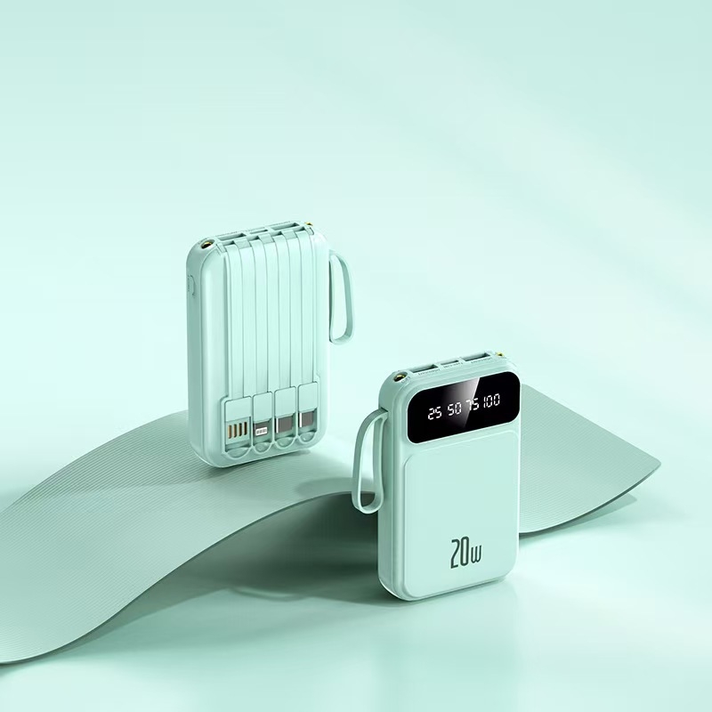 Power Bank 20000 mAh ar iekšējo kabeli, 3C sertifikāts, QC2.0, 10W izeja, modelis jxp715, piemērots lidojumiem un ātrvilcieniem
