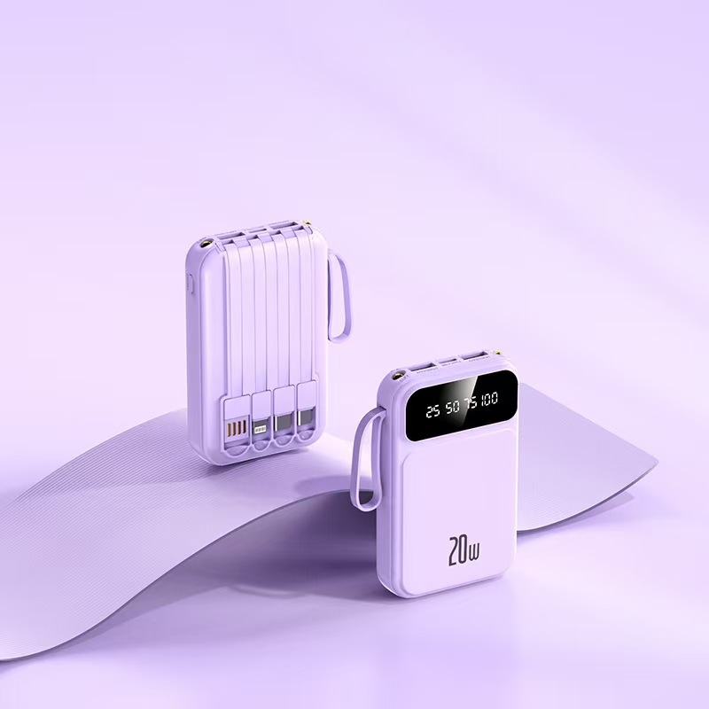 Power Bank 20000 mAh ar iekšējo kabeli, 3C sertifikāts, QC2.0, 10W izeja, modelis jxp715, piemērots lidojumiem un ātrvilcieniem