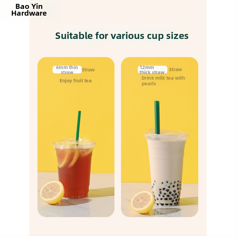 Biaoyin hardware Vienkartiniai storos tiesios šiaudeliai, atskirai įpakuoti, skirtos komercinėms pieno arbatoms parduotuvėms, plastikiniai