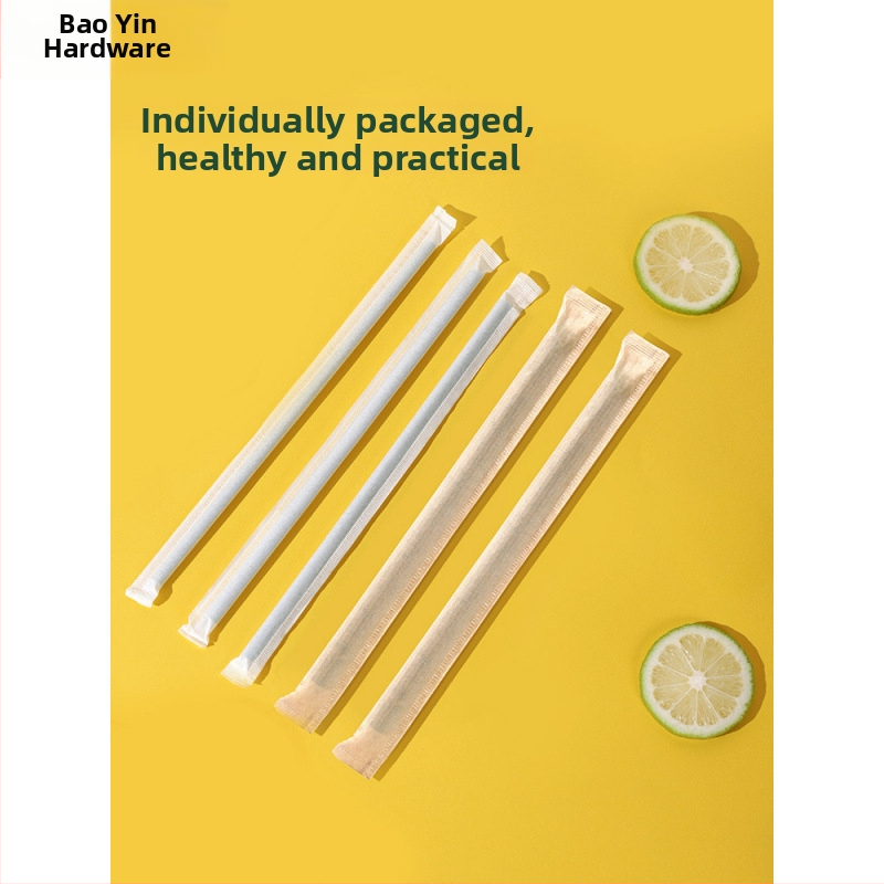 Biaoyin hardware Vienkartiniai storos tiesios šiaudeliai, atskirai įpakuoti, skirtos komercinėms pieno arbatoms parduotuvėms, plastikiniai