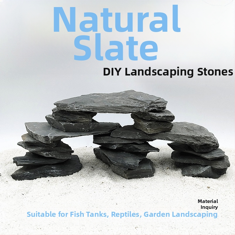 Bruņurupuču terārijs: sauļošanās platforma no akmens plāksnēm, dekoratīvie akmeņi