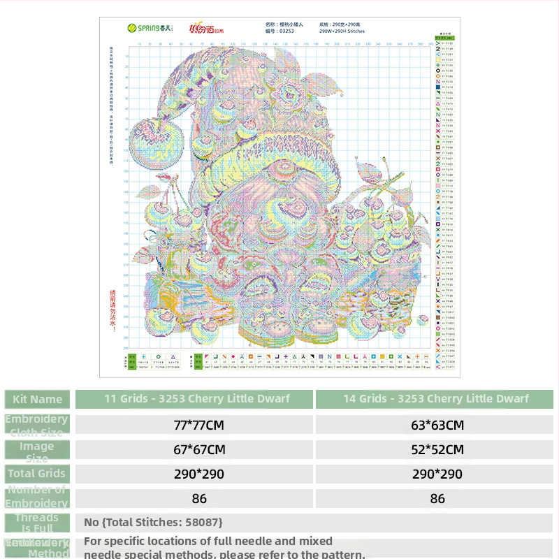 Комплект за кръстат бод с карикатурен модел на плат 11CT и памучни конци за всекидневна и детска стая