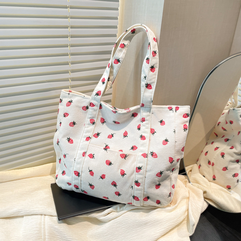 Tote чанта, урбан стил, Corduroy материя, хоризонтална квадратна форма, цип за отваряне, вътрешен джоб за телефон