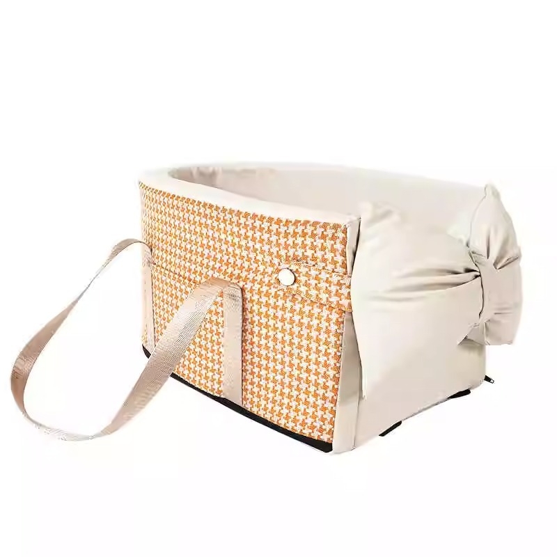 Automobilio sėdynės pagalvė mažiems gyvūnams, priekinė sėdynė, PU medžiaga, languotas raštas, vidutinio minkštumo