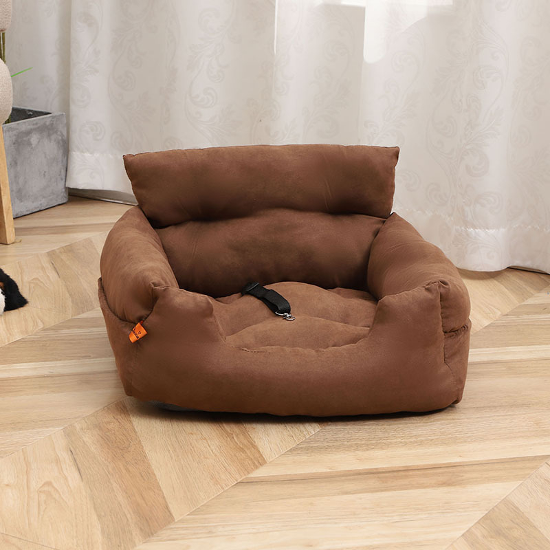 Усилена преносима автомобилна седалка за кучета с подвижна възглавничка - гнездо за домашни любимци