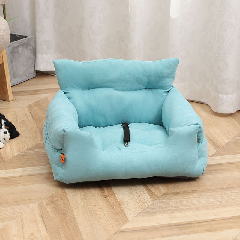 Усилена преносима автомобилна седалка за кучета с подвижна възглавничка - гнездо за домашни любимци