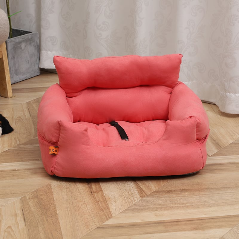 Усилена преносима автомобилна седалка за кучета с подвижна възглавничка - гнездо за домашни любимци