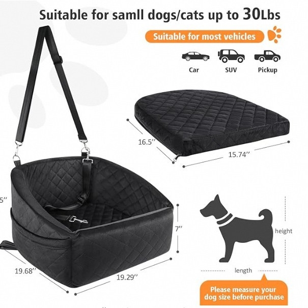 Кучешка автомобилна седалкова възглавница – плат; ултразвуково релефно кадифе; за кучета; не е внос