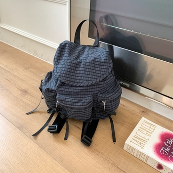 Σακίδιο με κορδόνι σε κορεατικό μοτίβο, μεγάλη χωρητικότητα, καμβάς, unisex, Άνοιξη 2025