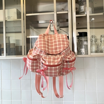 Σακίδιο με κορδόνι σε κορεατικό μοτίβο, μεγάλη χωρητικότητα, καμβάς, unisex, Άνοιξη 2025