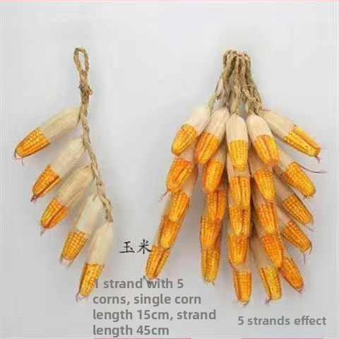 Vaisių ir daržovių vėrinė su kukurūzu, raudonąja paprika, česnaku ir dirbtiniais žemės riešutais – Kinų stiliaus dekoratyvinis aksesuaras namams ir restoranams (dovana bendraklasiams; Kalėdos; naujakuriams)