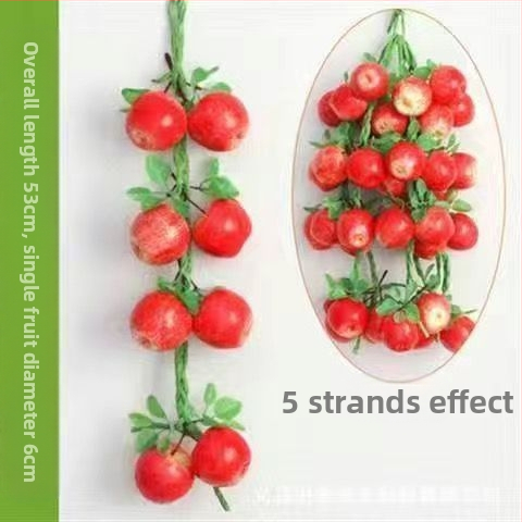 Vaisių ir daržovių vėrinė su kukurūzu, raudonąja paprika, česnaku ir dirbtiniais žemės riešutais – Kinų stiliaus dekoratyvinis aksesuaras namams ir restoranams (dovana bendraklasiams; Kalėdos; naujakuriams)