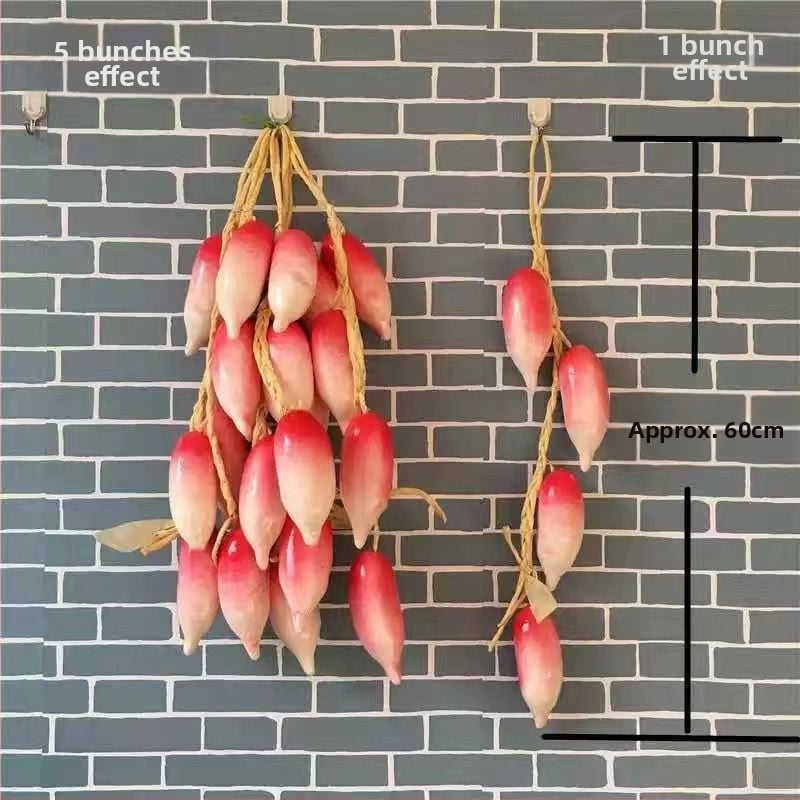 Vaisių ir daržovių vėrinė su kukurūzu, raudonąja paprika, česnaku ir dirbtiniais žemės riešutais – Kinų stiliaus dekoratyvinis aksesuaras namams ir restoranams (dovana bendraklasiams; Kalėdos; naujakuriams)