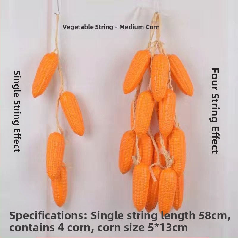 Vaisių ir daržovių vėrinė su kukurūzu, raudonąja paprika, česnaku ir dirbtiniais žemės riešutais – Kinų stiliaus dekoratyvinis aksesuaras namams ir restoranams (dovana bendraklasiams; Kalėdos; naujakuriams)