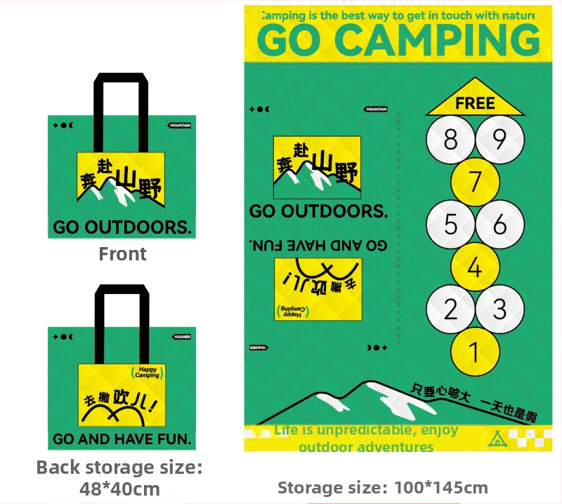 Āra divfunkcionāla piknika sega ar mugursomu, mitrumizturīga un smiltsizturīga, rāvējslēdzējs (Oxford audums 600D, 650 g, 2–4 personām)