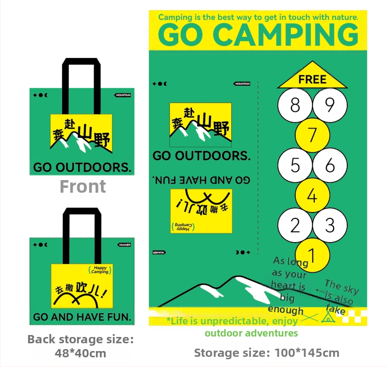 Āra divfunkcionāla piknika sega ar mugursomu, mitrumizturīga un smiltsizturīga, rāvējslēdzējs (Oxford audums 600D, 650 g, 2–4 personām)