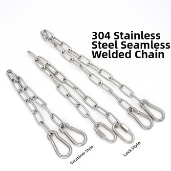Ανοξείδωτη συγκολλημένη αλυσίδα με καραμπίνερ ελατηρίου και συνδετικό δαχτυλίδι για φόρτωση και κρέμασμα σε κούνια