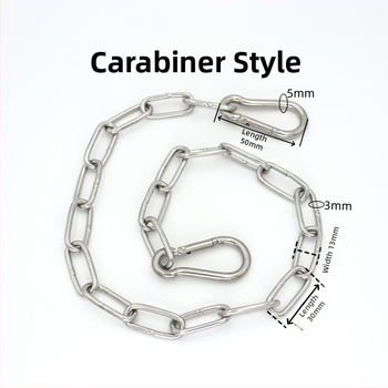 Ανοξείδωτη συγκολλημένη αλυσίδα με καραμπίνερ ελατηρίου και συνδετικό δαχτυλίδι για φόρτωση και κρέμασμα σε κούνια