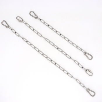 Ανοξείδωτη συγκολλημένη αλυσίδα με καραμπίνερ ελατηρίου και συνδετικό δαχτυλίδι για φόρτωση και κρέμασμα σε κούνια
