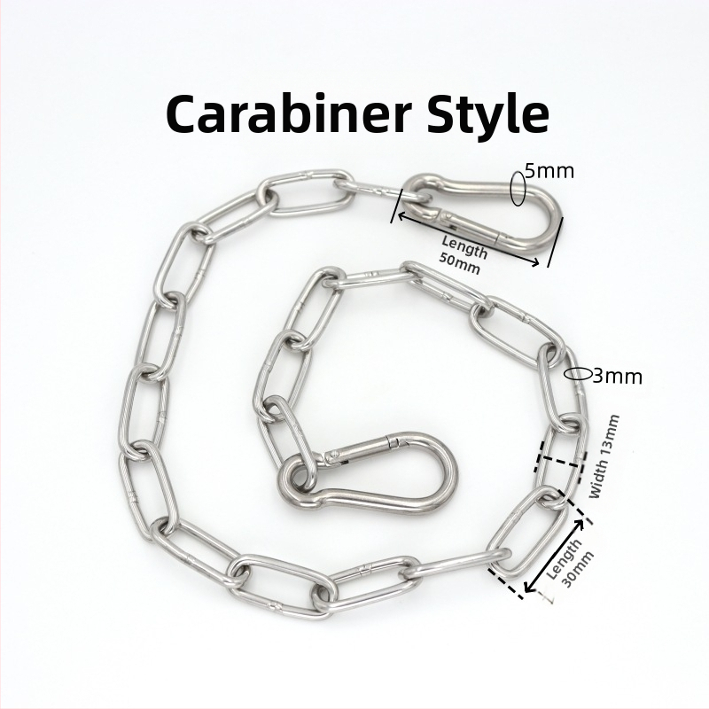 Неръждаема стоманена заварена верига с пружинен карабинер и свързващо звено за натоварващи люлеещи системи