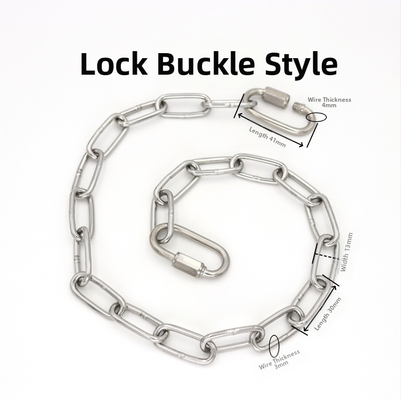 Ανοξείδωτη συγκολλημένη αλυσίδα με καραμπίνερ ελατηρίου και συνδετικό δαχτυλίδι για φόρτωση και κρέμασμα σε κούνια