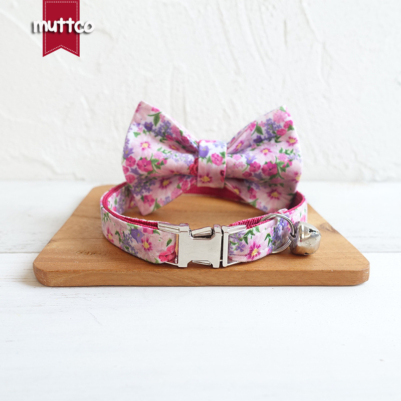 Muttco macska nyakörv, virágos mintázat, poliészter, modell UCC-048