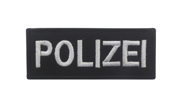 Velcro aizmugurē izšūta uzlīme uz apģērbu ar POLIZEI uzrakstu, Twill audums, zīmols BACK HAND