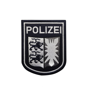 Velcro aizmugurē izšūta uzlīme uz apģērbu ar POLIZEI uzrakstu, Twill audums, zīmols BACK HAND