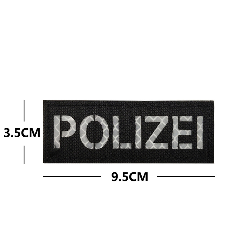 Velcro aizmugurē izšūta uzlīme uz apģērbu ar POLIZEI uzrakstu, Twill audums, zīmols BACK HAND