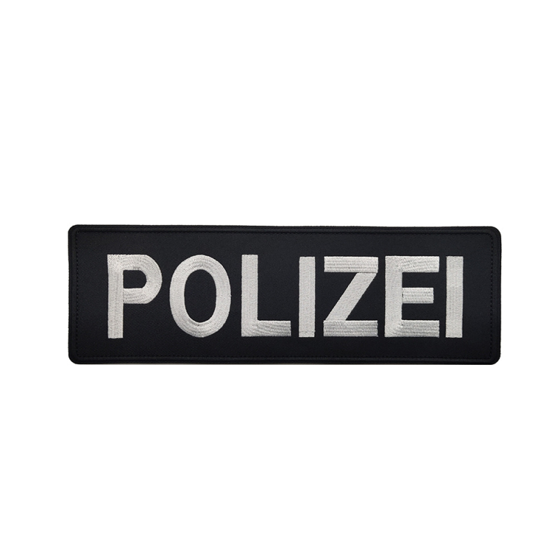 Velcro aizmugurē izšūta uzlīme uz apģērbu ar POLIZEI uzrakstu, Twill audums, zīmols BACK HAND