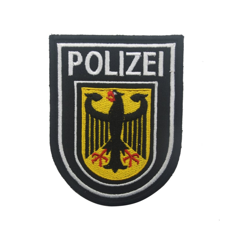 Velcro aizmugurē izšūta uzlīme uz apģērbu ar POLIZEI uzrakstu, Twill audums, zīmols BACK HAND