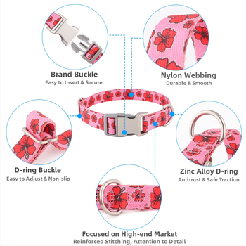 Νάιλον κολάρο για σκύλους με εκτύπωση θερμικής μεταφοράς - μη ρυθμιζόμενο