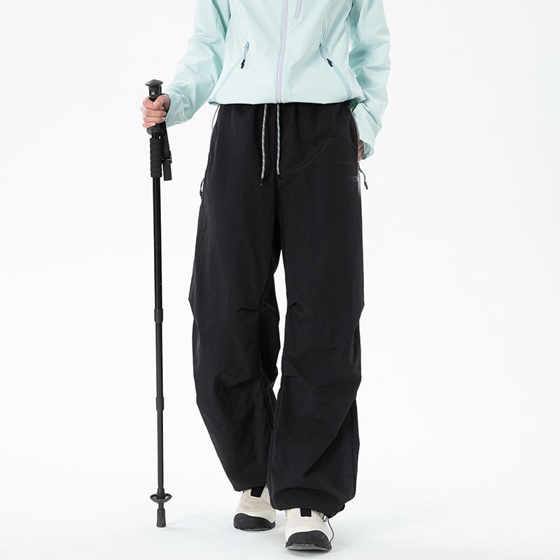 женски панталони в парашютен стил за открито — ветроустойчиви, водоустойчиви, дишащи, бързосъхнещи, полиестер 95%+