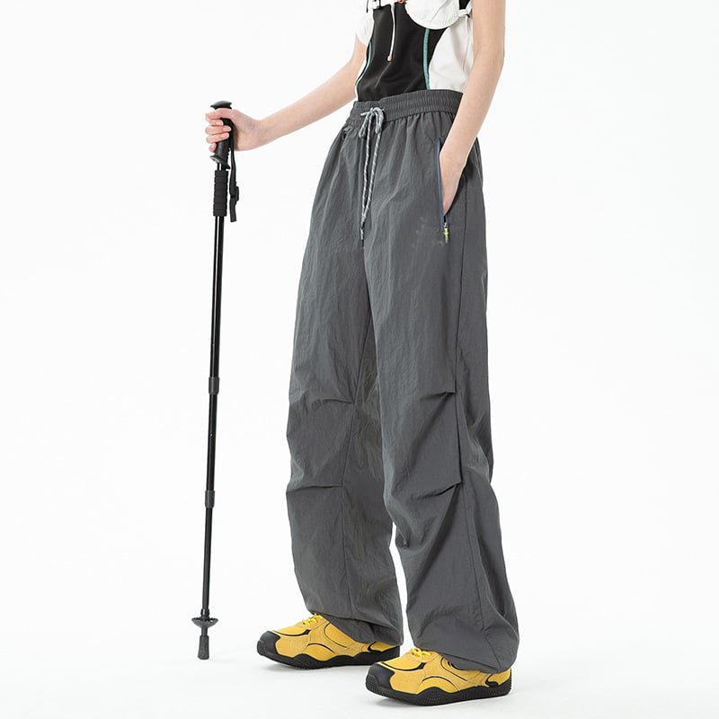 женски панталони в парашютен стил за открито — ветроустойчиви, водоустойчиви, дишащи, бързосъхнещи, полиестер 95%+