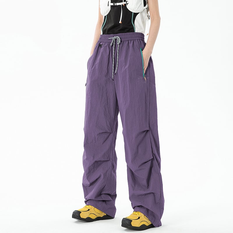 женски панталони в парашютен стил за открито — ветроустойчиви, водоустойчиви, дишащи, бързосъхнещи, полиестер 95%+