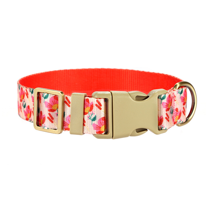 Set zgardă și lesă pentru câini cu model floral | din nylon imitation | pentru câini | stil relaxat | 0,19 kg