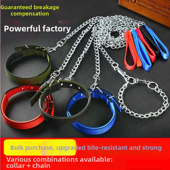 Λουρί σκύλου από μεταλλική αλυσίδα, ανθεκτικό στο δάγκωμα, ρυθμιζόμενο με αυτόματο κούμπωμα