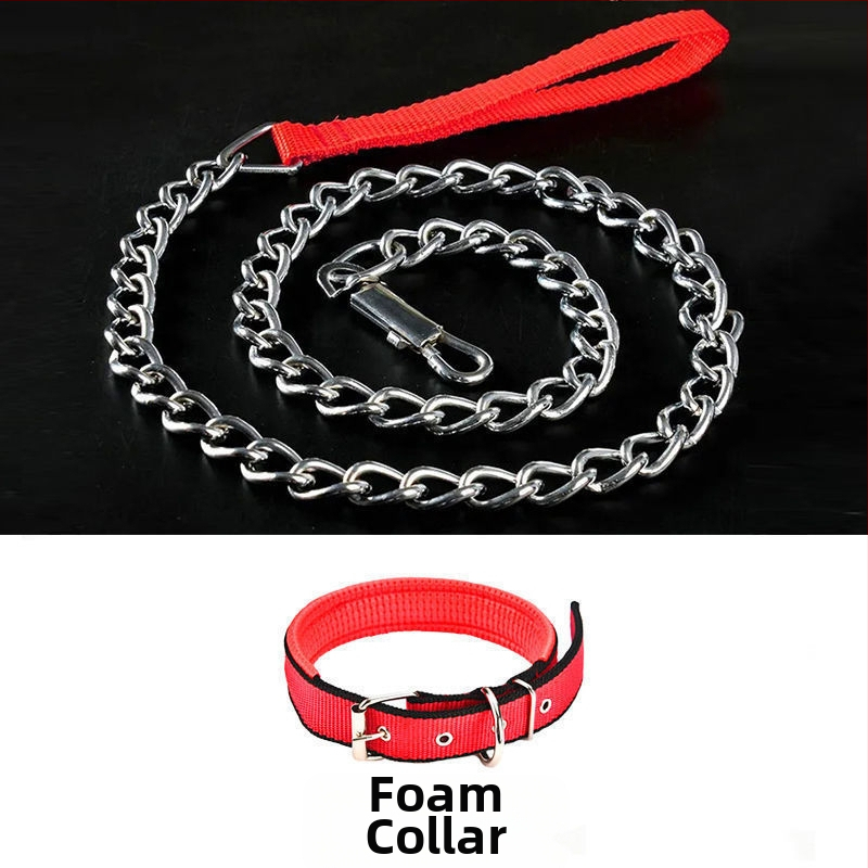 Кучешка каишка от желязна верига, устойчива на ухапвания, регулирана с автоматична катарама