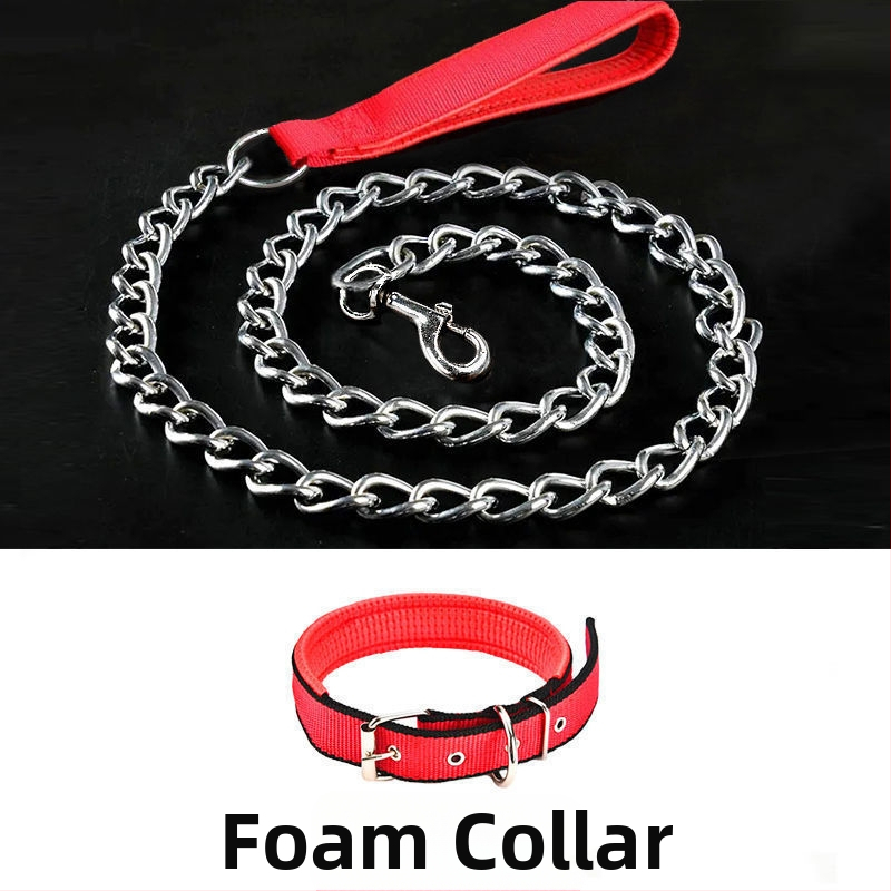 Кучешка каишка от желязна верига, устойчива на ухапвания, регулирана с автоматична катарама