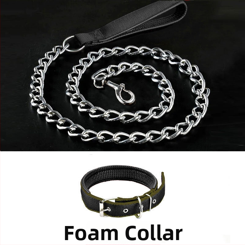 Кучешка каишка от желязна верига, устойчива на ухапвания, регулирана с автоматична катарама