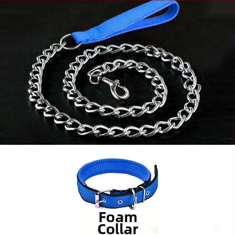 Кучешка каишка от желязна верига, устойчива на ухапвания, регулирана с автоматична катарама