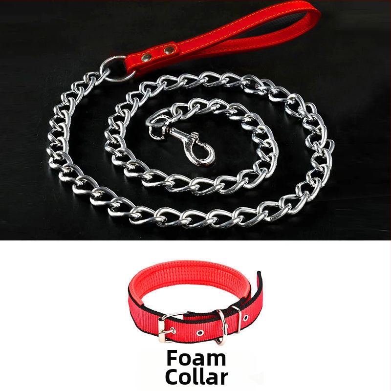 Кучешка каишка от желязна верига, устойчива на ухапвания, регулирана с автоматична катарама