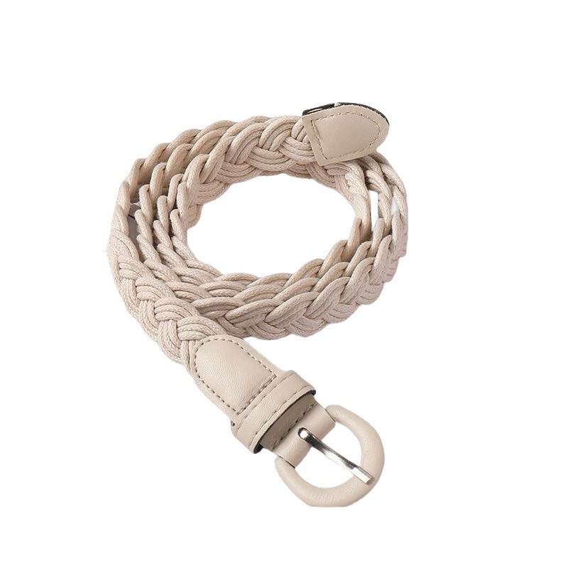 Moteriška juosta iš vaško virvės su smeigės sagtimi, medvilnė ir linai, retro etninio literatūrinio stiliaus, siauras plotis