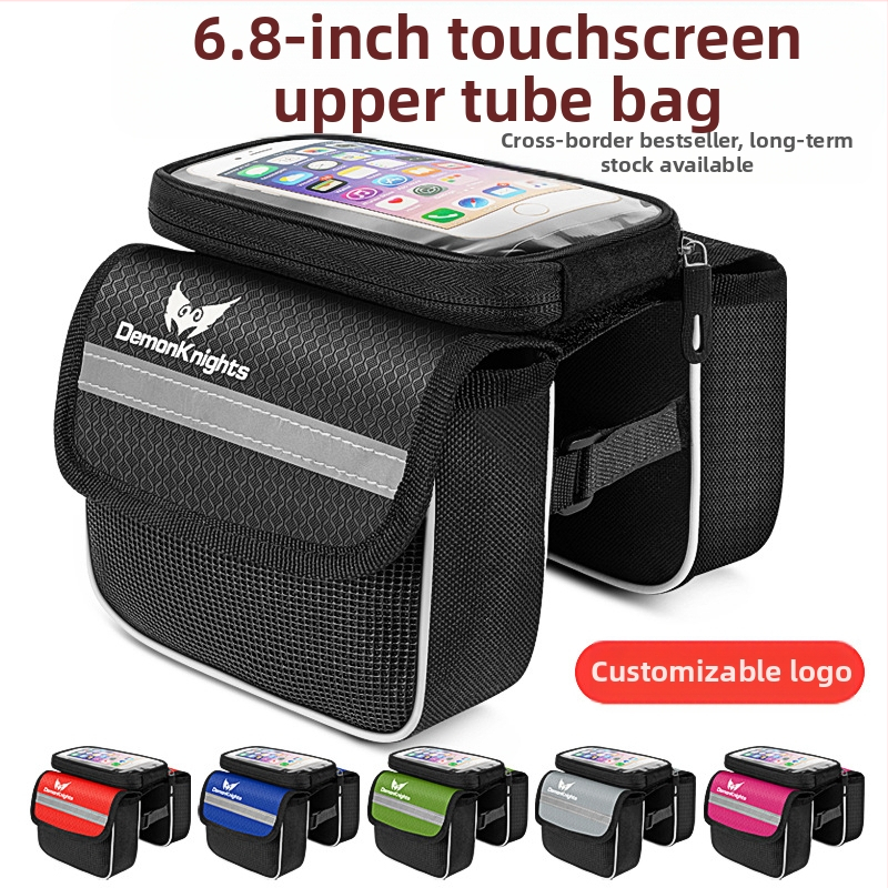 Kalnų dviratį krepšys su jutikliniu išmaniojo telefono kišenė, 2,2 L talpa, modelis HFG-0130, 600D rhombus audinys, Magic Knight/DemonKnights