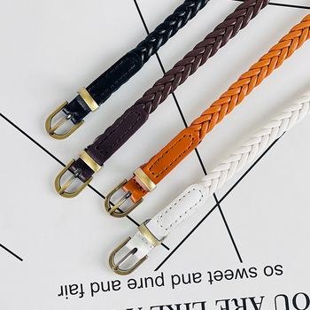 Sieviešu tamborēta josta ar adatu sprādze — PU āda, sakausējuma sprādze, adatas aizvērums, platums <2 cm, stils bizness/vispārīgs/vienkāršs