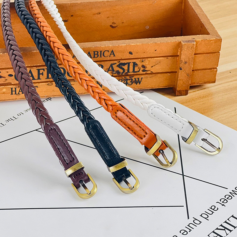 Moterų austa juosta su adatos sagtimi — PU oda, lydinio sagtis, adatos užsegimas, plotis <2 cm, stilius verslo/viskas dera/paprastas