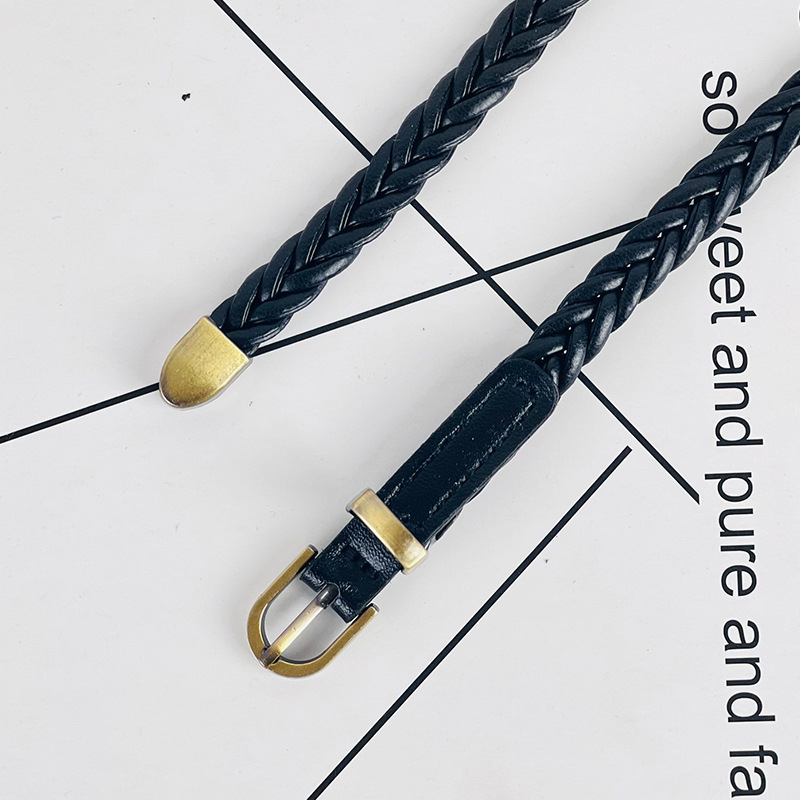 Moterų austa juosta su adatos sagtimi — PU oda, lydinio sagtis, adatos užsegimas, plotis <2 cm, stilius verslo/viskas dera/paprastas